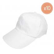 Casquette coton blanc taille ajustable 10 pièces