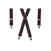 GASPARD Bretelles Homme Larges Rayé Bordeaux - Elastique Résistant et Pinces Extra Fortes - Modèle en X - Fabrication française - Taille Ajustable max 130cm - Garantie à Vie
