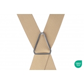 GASPARD Bretelles Homme Larges Beige Uni - Elastique Résistant et Pinces Extra Fortes - Modèle en X - Fait en France - Taille Ajustable max 130cm - Garantie à Vie