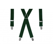 GASPARD Bretelles Homme Larges Vert Uni - Elastique Résistant et Pinces Extra Fortes - Modèle en X - Fabrication française - Taille Ajustable max 130cm - Garantie à Vie