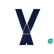 GASPARD Bretelles Homme Fines Bleu marine Uni - Elastique Résistant et Pinces Extra Fortes - Modèle en X - Fabrication française - Taille Ajustable max 130cm - Garantie à Vie