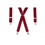 GASPARD Bretelles Homme Larges Rouge Uni - Elastique Résistant et Clips Extra Fort - Modèle en X - Made in France - Taille Ajustable max 130cm - Garantie à Vie