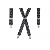 GASPARD Bretelles Homme Larges croisillon marine - Elastique Résistant et Clips Extra Fort - Modèle en X - Fabrication française - Taille Ajustable max 130cm - Garantie à Vie