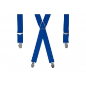 GASPARD Bretelles Homme Larges Bleu moyen Uni - Elastique Résistant et Pinces Extra Fortes - Modèle en X - Fabrication française - Taille Ajustable max 130cm - Garantie à Vie