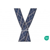 GASPARD Bretelles Homme Fines Croissillon bleu - Elastique Résistant et Pinces Extra Fortes - Modèle en X - Fait en France - Taille Ajustable max 130cm - Garantie à Vie