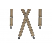 GASPARD Bretelles Homme Larges Rayé Beige - Elastique Résistant et Clips Extra Fort - Modèle en X - Fabriqué en France - Taille Ajustable max 130cm - Garantie à Vie