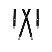 GASPARD Bretelles Homme Fines Pois noir et blanc - Elastique Résistant et Clips Extra Fort - Modèle en X - Fabrication française - Taille Ajustable max 130cm - Garantie à Vie