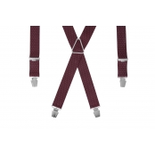 GASPARD Bretelles Homme Larges Pois Bordeaux et Blanc - Elastique Résistant et Clips Extra Fort - Modèle en X - Fabriqué en France - Taille Ajustable max 130cm - Garantie à Vie