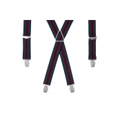 GASPARD Bretelles Homme Larges Rayé Bordeaux vert flash - Elastique Résistant et Clips Extra Fort - Modèle en X - Fabriqué en France - Taille Ajustable max 130cm - Garantie à Vie