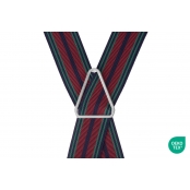 GASPARD Bretelles Homme Larges Rayé Bordeaux vert flash - Elastique Résistant et Clips Extra Fort - Modèle en X - Fabriqué en France - Taille Ajustable max 130cm - Garantie à Vie