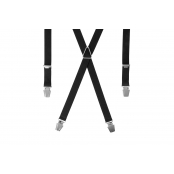 GASPARD Bretelles Homme Fines Noir Uni - Elastique Résistant et Clips Extra Fort - Modèle en X - Fabriqué en France - Taille Ajustable max 130cm - Garantie à Vie