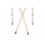 GASPARD Bretelles Homme Fines Beige Uni - Elastique Résistant et Clips Extra Fort - Modèle en X - Made in France - Taille Ajustable max 130cm - Garantie à Vie