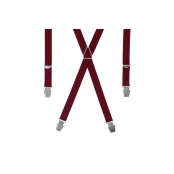 GASPARD Bretelles Homme Fines Bordeaux Uni - Elastique Résistant et Clips Extra Fort - Modèle en X - Fabriqué en France - Taille Ajustable max 130cm - Garantie à Vie