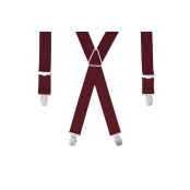 GASPARD Bretelles Homme Larges Bordeaux Uni - Elastique Résistant et Clips Extra Fort - Modèle en X - Fabriqué en France - Taille Ajustable max 130cm - Garantie à Vie