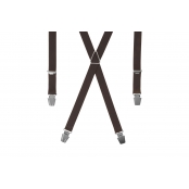 GASPARD Bretelles Homme Fines Marron Uni - Elastique Résistant et Clips Extra Fort - Modèle en X - Fabrication française - Taille Ajustable max 130cm - Garantie à Vie