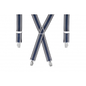 GASPARD Bretelles Homme Larges Rayé Bleu et Vert - Elastique Résistant et Clips Extra Fort - Modèle en X - Made in France - Taille Ajustable max 130cm - Garantie à Vie