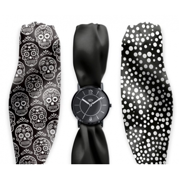 TRDPK56 - 7640167325573 - Bill\'s watches - Montre Trend avec Bracelet foulard satin Calavera