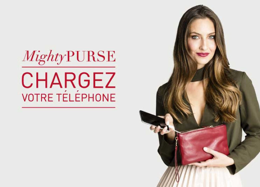 avec les sacs et pochettes mightypurse, rechargez votre téléphone portable...